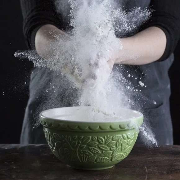 MASON CASH NEW in the forest s30 embossed mixing bowl -hedgehog green -1.25qt - Picture 7 of 9